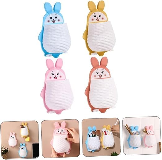 ZURITY Toothbrush Holder Penguin Wall Mounted Storage Rack, Multifunctional Wall Hanging for Makeup Tools, Pens, Kitchen Chopsticks, Bathroom, Living Room Remote Control Storage. - Image 4