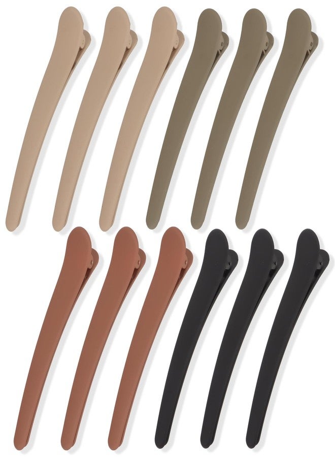 YISSION 12 Pcs Hair Clips for Styling Sectioning, YISSION 4.7 Inch Large Alligator Hair Clips Hair Barrettes No Crease Duck Billed Hair Clip, Hair Styling Accessories for Women Girls (Neutral Colors) - Image 1