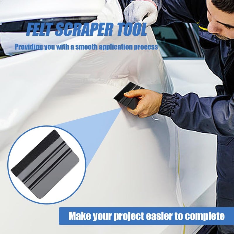 TRKETK 8 Pièces Raclettes à Bords en Feutre, Autocollant Décalque Raclette Kit de Raclette pour Meubles Outil de Grattoir en Vinyle pour Voiture pour Papier Peint, Autocollant, Emballage de Voiture - Image 4