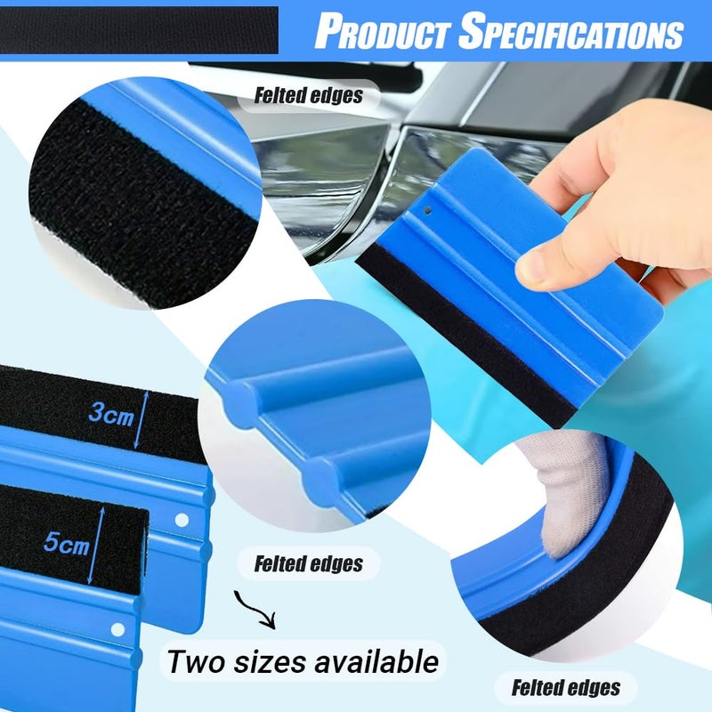 TRKETK 8 Pièces Raclettes à Bords en Feutre, Autocollant Décalque Raclette Kit de Raclette pour Meubles Outil de Grattoir en Vinyle pour Voiture pour Papier Peint, Autocollant, Emballage de Voiture - Image 3