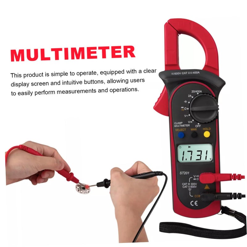 Red High Precision Digital Clamp Multimeter AC DC Voltage Resistance Temperature Tester - Image 4