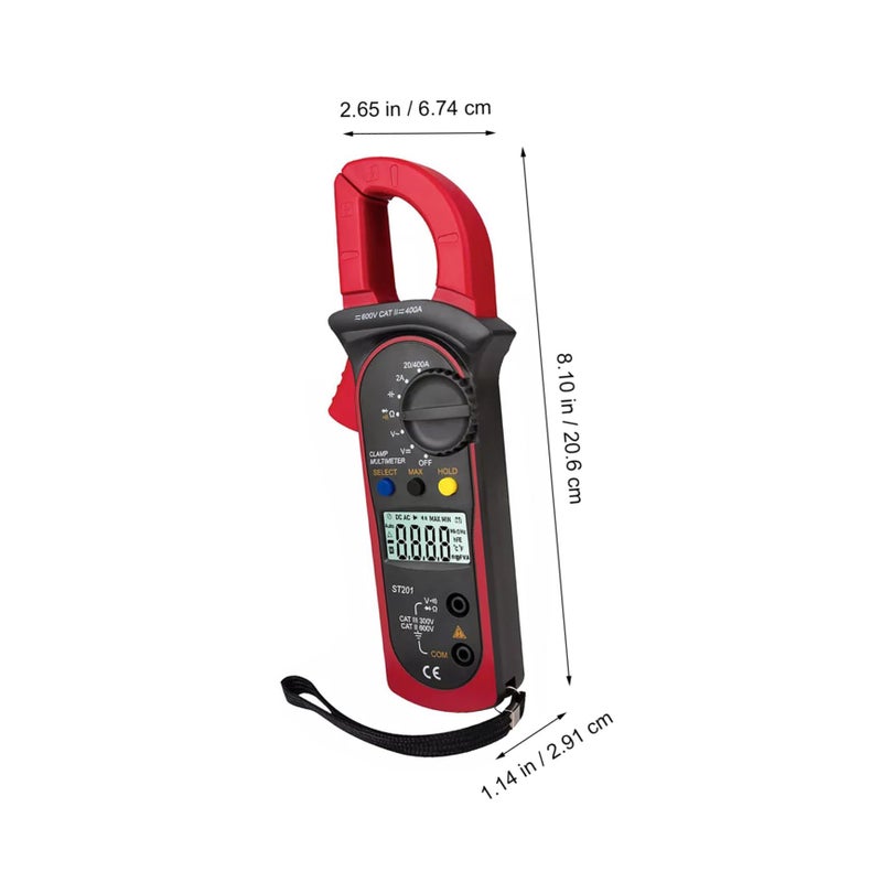 Red High Precision Digital Clamp Multimeter AC DC Voltage Resistance Temperature Tester - Image 3
