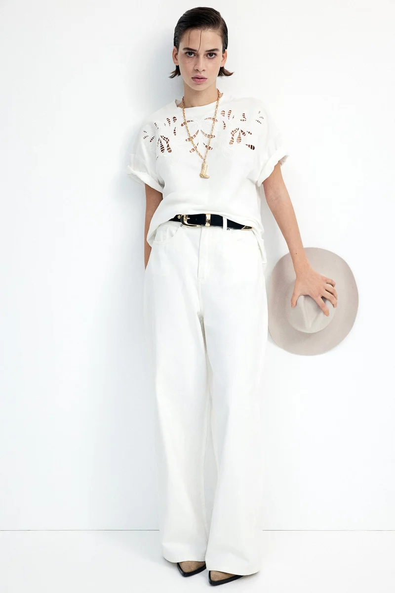 اتش اند ام Oversized motif-detail T-shirt