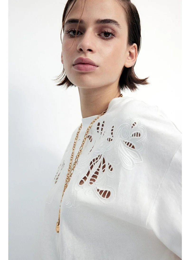 اتش اند ام Oversized motif-detail T-shirt