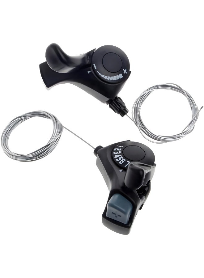 Fukukawa Bicycle Thumb Shifter Set 7 Speed Left Right Gear Lever for Mountain Road Folding Bike, Black - Image 1