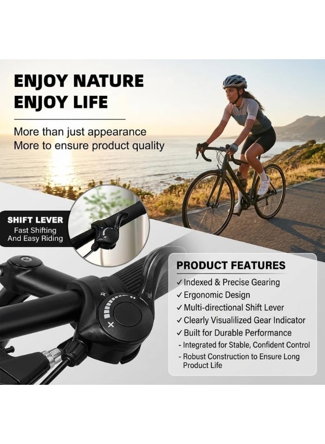 Fukukawa Bicycle Thumb Shifter Set 7 Speed Left Right Gear Lever for Mountain Road Folding Bike, Black - Image 4