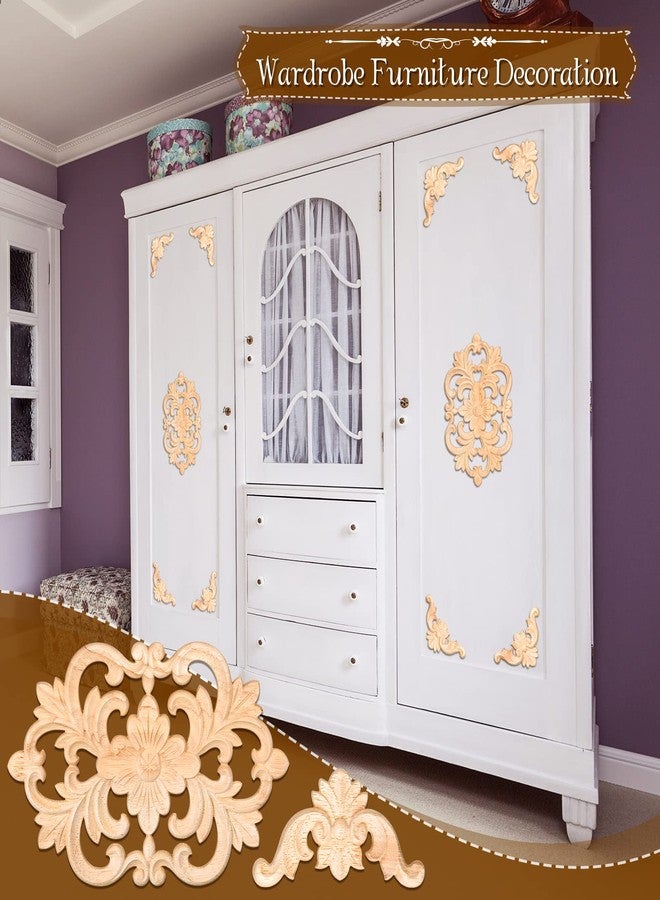 فيسينبال 10 قطع من زخارف الخشب من Vicenpal لتزيين مركز باب الأثاث، ملصقات خشبية منحوتة يدويًا، باب السرير، خزانة الملابس، الأثاث (زخرفة حافة الزاوية، 8.66 × 5.51 × 0.31 بوصة) - Image 5