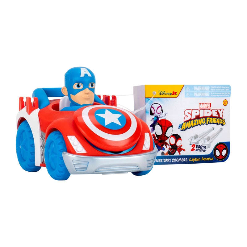 MARVEL Spidey N Friends Web Dart Zoomer Play Vehicle - Captain America | Marvel | Spiderman | Toy Vehicle | Toy Car | Collectible Toys | Encourages Imaginative Play & Motor Skills Development | Gift for Kids & Toddlers - Image 1