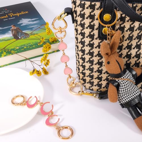 Tmtains ZLSPTK 2Pcs Bag Extender Chain Heart Moon Purse Strap Extenders for Handbags Purse Extender Chain Gold Purse Strap Replacement Pink Purse Accessories Bag Charms for Handbags Purse Making Supplies - Image 4