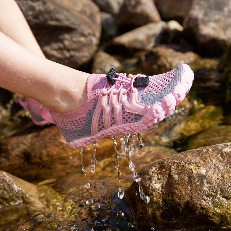 Stelle Water Shoes for Kids Girls Boys Barefoot Shoes with Adjustable Laces Quick Drying Beach Sports Non Slip Swimming Hikingï¼ˆPinkï¼Œ13MLï¼‰ - Image 2