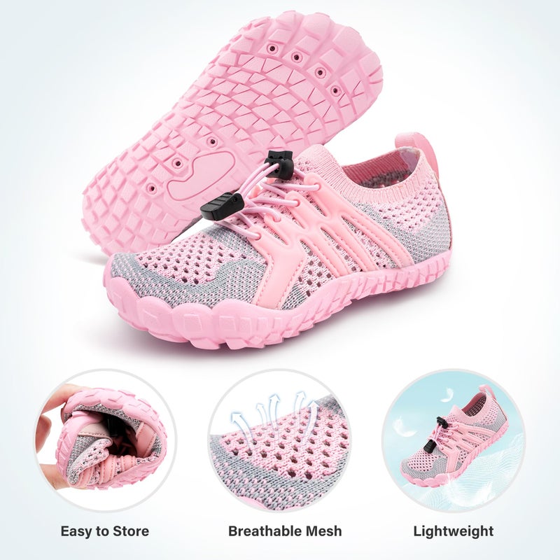 Stelle Water Shoes for Kids Girls Boys Barefoot Shoes with Adjustable Laces Quick Drying Beach Sports Non Slip Swimming Hikingï¼ˆPinkï¼Œ13MLï¼‰ - Image 4