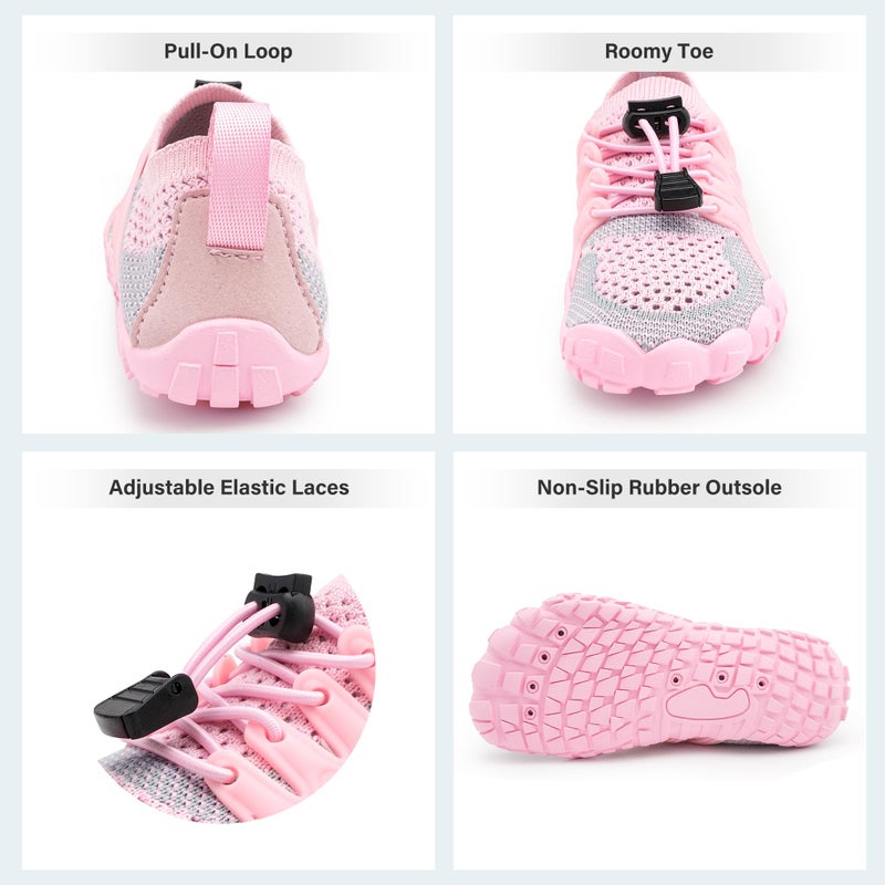 Stelle Water Shoes for Kids Girls Boys Barefoot Shoes with Adjustable Laces Quick Drying Beach Sports Non Slip Swimming Hikingï¼ˆPinkï¼Œ13MLï¼‰ - Image 5