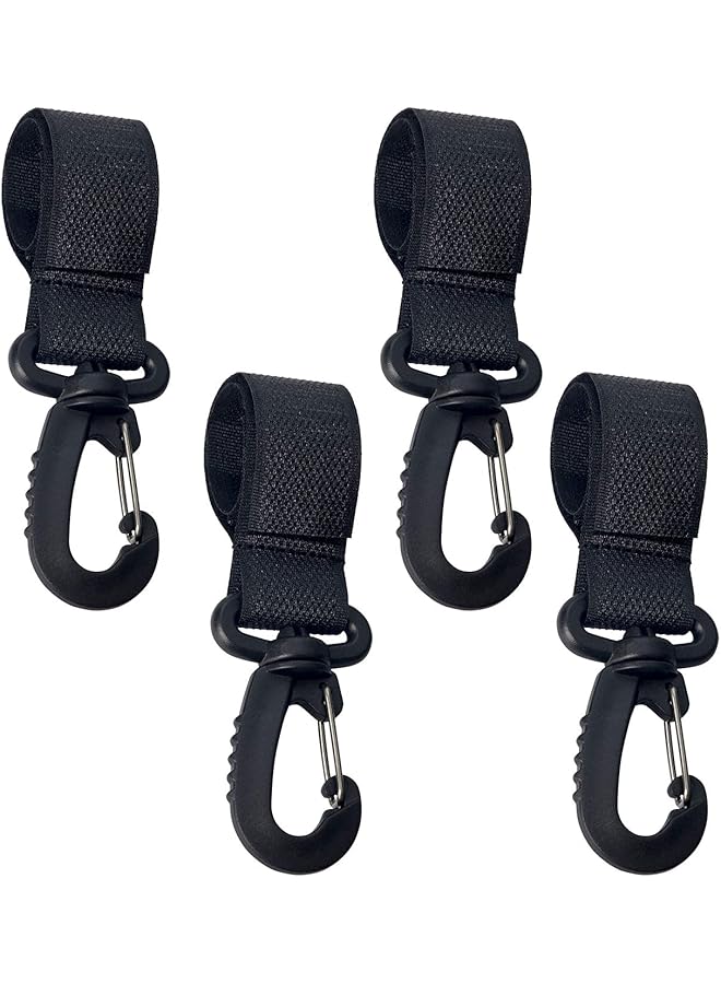 KASTWAVE 4Pcs Abs Stroller Hooks Stroller Organizer Hook Clip Convenient Stroller Accessories Mommy Bag Hooks For Hanging Diaper Bags Purse 360 Degree Rotation Not Easy To Fall Off (Black) - Image 1
