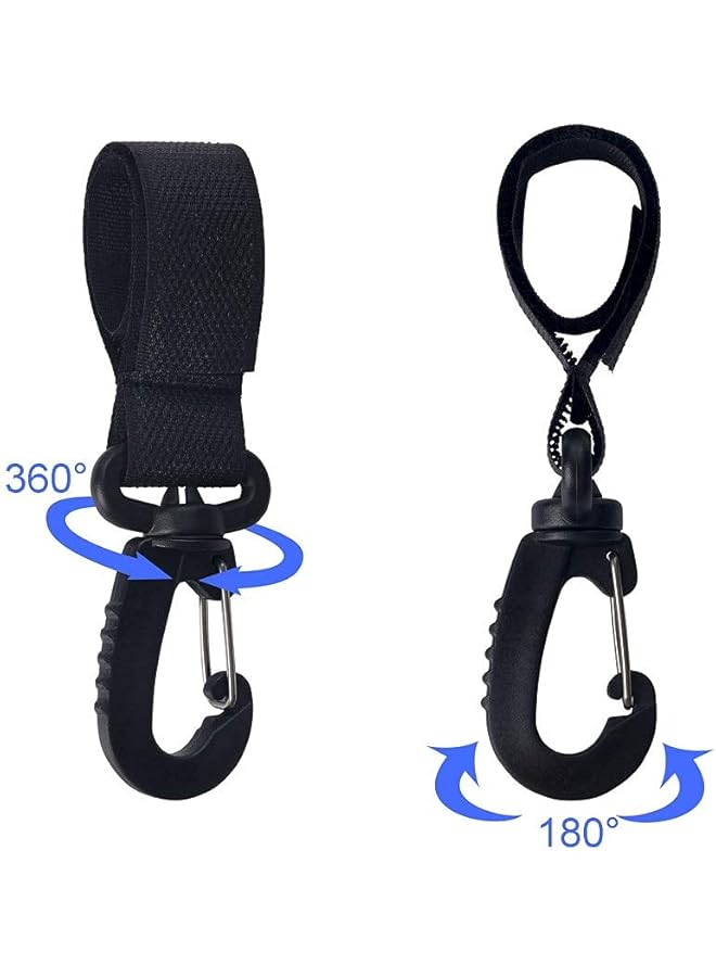 KASTWAVE 4Pcs Abs Stroller Hooks Stroller Organizer Hook Clip Convenient Stroller Accessories Mommy Bag Hooks For Hanging Diaper Bags Purse 360 Degree Rotation Not Easy To Fall Off (Black) - Image 2
