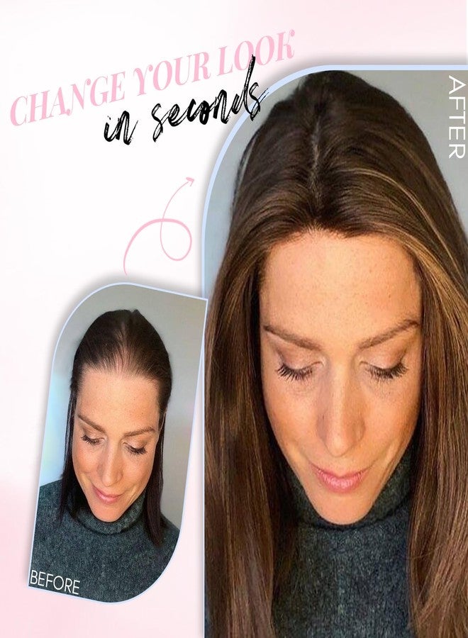 Molefi Hair Toppers for Women with Thinning Hair,18 Inch Long Layered Toppers,Add Volume Synthetic Wiglets Pieces For Women 6.5"x6.5"Large Base for Daily Use (Brown with Ash Brown Highlights) - Image 5