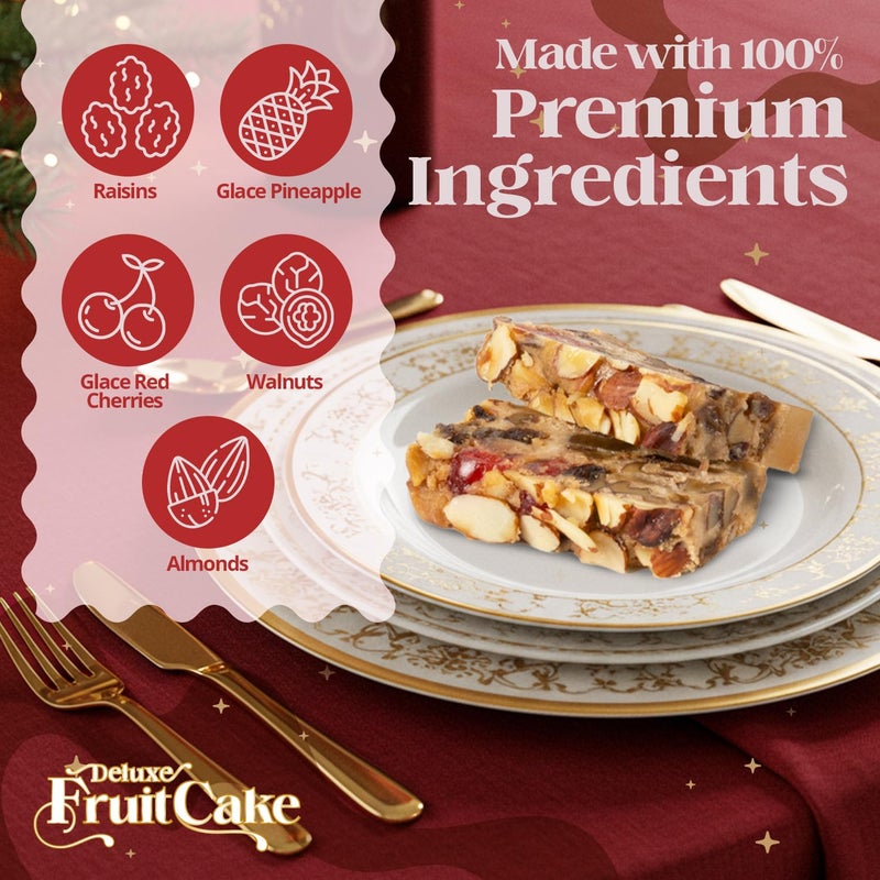 Carli’s Cakes Deluxe Fruit Cake, 1 lb. - Gourmet Holiday Fruitcake with Nuts & Dried Fruits, Ready to Serve Dessert, Ideal Christmas Gift, Celebration Treat, or Party Snack - Image 3
