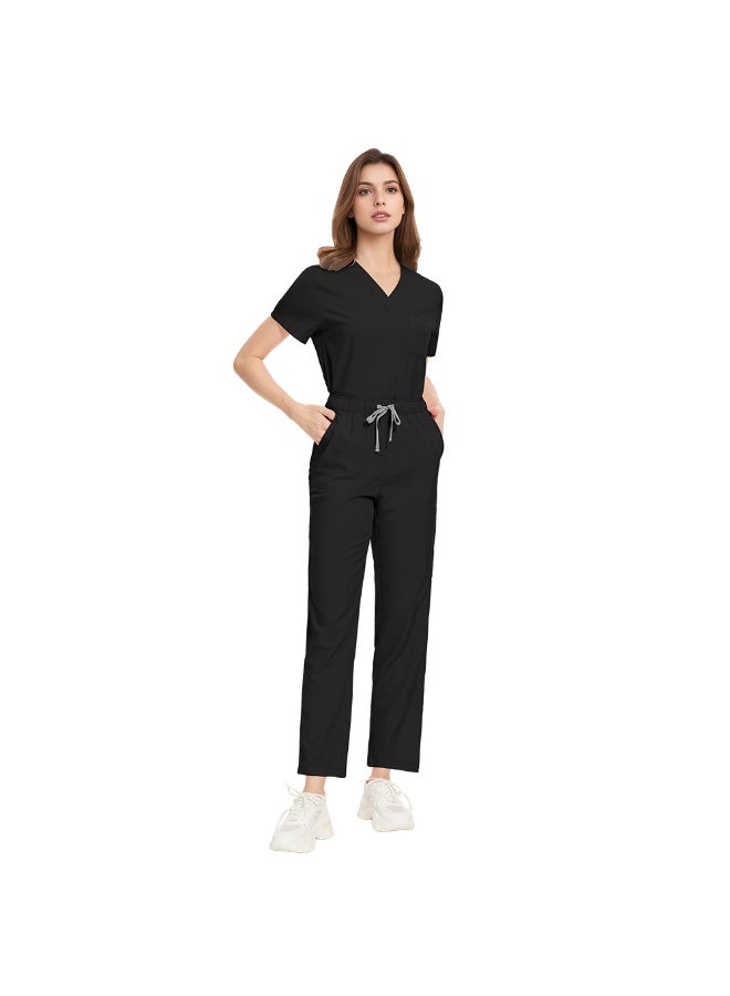 NIBEMINENT Scrub Set  Doctor Nurse Uniforms Hospital Beauty Salon Surgeon Clinic Medical Nursing Clothes Dental Pediatric Work Suit - Image 1