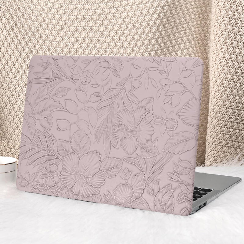 Seorsok Compatible with MacBook Air 13 Inch Case 2022 2021 2020-2018 Release A1932 A2179 M1 A2337,Elegant Leaves Flowers Leather Plastic Hard Shell Case with Keyboard Cover,Purple Blooming Floral - Image 1