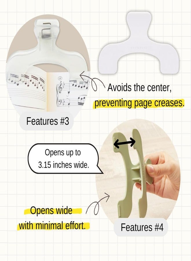 SUNSTAR Sun-Star Versatile Crown Page Holder Clip - Ideal for Notebooks, Textbooks, Sheet Music and Maps, Silent White S3623319 (Authentic Hologram for US and EU Only) 4.7 x 3.0 x 1.6 inches - Image 5