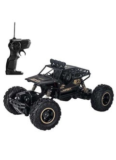 1: 16 remote control off-road truck children's toy rechargeable four-wheel drive 2.4GHz rock track off-road remote control vehicle | remote control vehicle | four-wheel drive | black alloy body | articulated suspension | rubber tires |, can be given as birthday gifts and holiday gifts to friends and family
