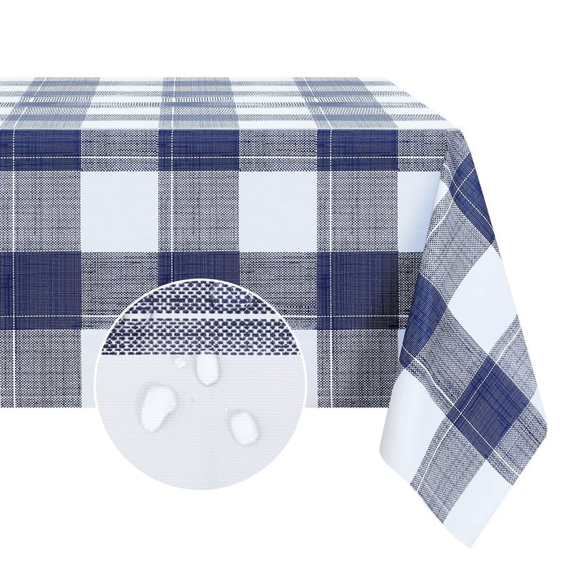 Romanstile Rectangle Plastic Tablecloth 100 Waterproof OilProof Checkered PVC Table Cloths Heavy Duty Vinyl Table Covers for Dining Camping Picnic Outdoor  54 x 78 Inch Blue Checkered