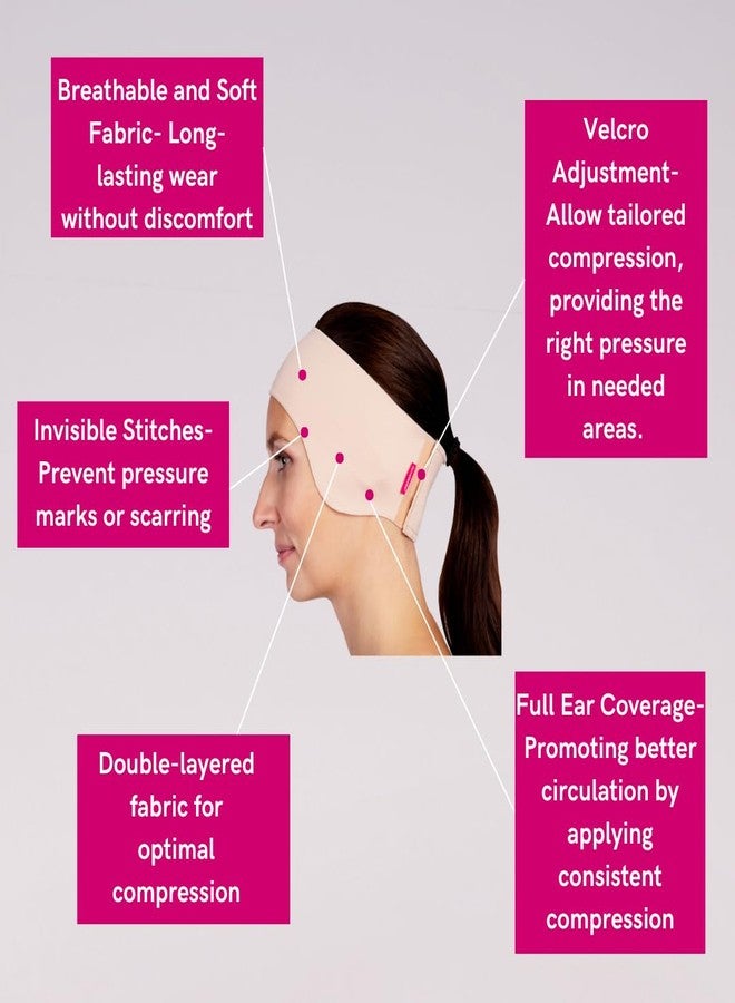 LIPOELASTIC PU 03 Unisex Post-Surgery Compression Ear Band, Self-Fastening Otoplasty Headband, Comforting Ear Bandage (Black, XL) - Image 3
