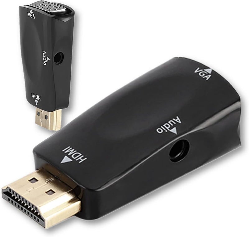 klarako HD 1080P HDMI Female to VGA Female Converter Adapter with 3.5mm Audio Output Cable for PC/Laptop/DVD/Desktop/Flat Panel/Digital STB/Player(Black) - Image 1