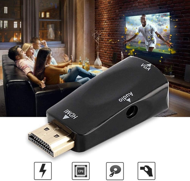 klarako HD 1080P HDMI Female to VGA Female Converter Adapter with 3.5mm Audio Output Cable for PC/Laptop/DVD/Desktop/Flat Panel/Digital STB/Player(Black) - Image 3