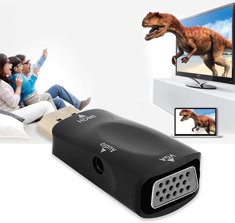 klarako HD 1080P HDMI Female to VGA Female Converter Adapter with 3.5mm Audio Output Cable for PC/Laptop/DVD/Desktop/Flat Panel/Digital STB/Player(Black) - Image 2