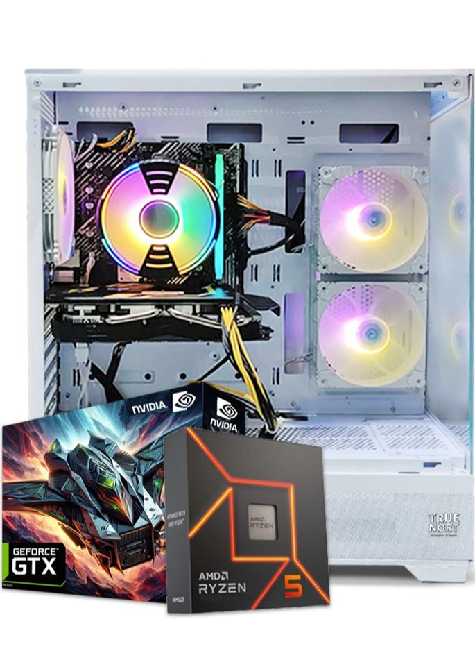 Truenort Gaming PC, AMD Ryzen 5-3600,GTX 1650 , 16GB RAM, 512 SSD, Air Cooler 120 mm,550W PSU,Window 11 Pro, White Case  - Image 1