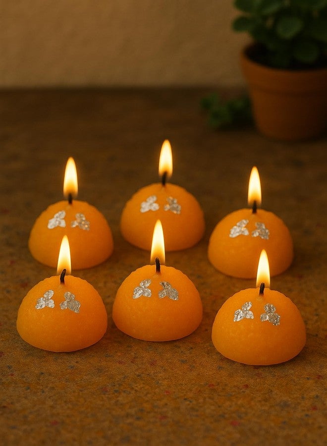 كرافت فاتيكا مجموعة شموع كرافت فاتيكا لتزيين ديوالي، 18 شمعة، مصنوعة من شمع الصويا، قطعة ديكور احتفالية بتصميم فريد على شكل لادو، مثالية لتزيين المنزل، هدايا ديوالي احتفالية للأصدقاء والعائلة (عبوة من 18 شمعة). - Image 2