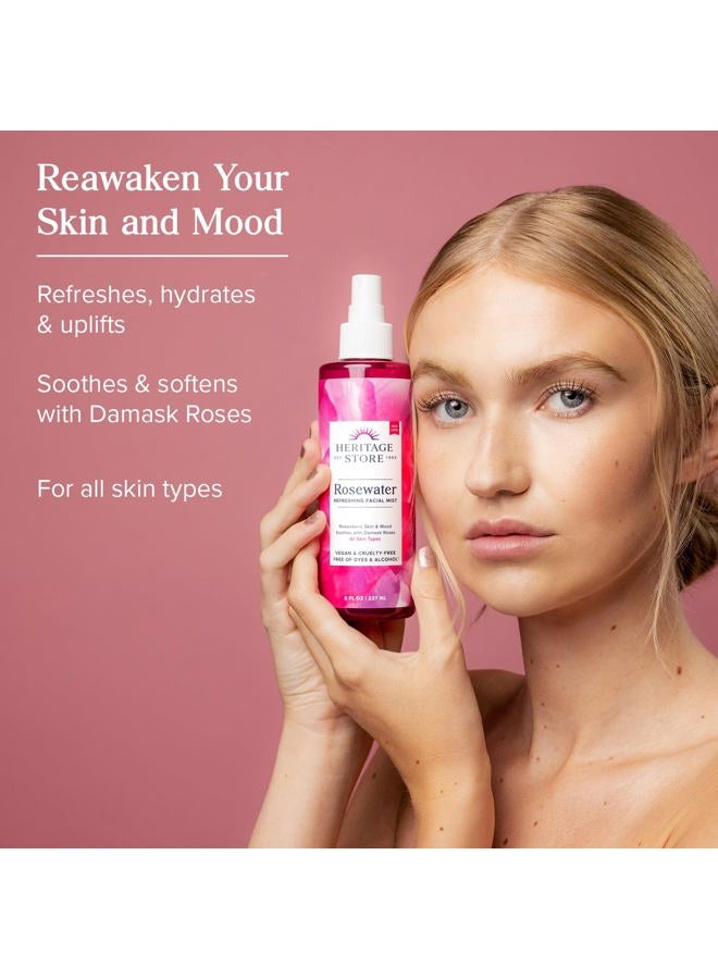Heritage Store Rosewater - Refreshing Facial Mist for Glowing Skin with Damask Rose, All Skin Types - Rose Water Spray for Face, Made Without Dyes or Alcohol, Hypoallergenic, Vegan, Cruelty Free, 12oz - Image 2