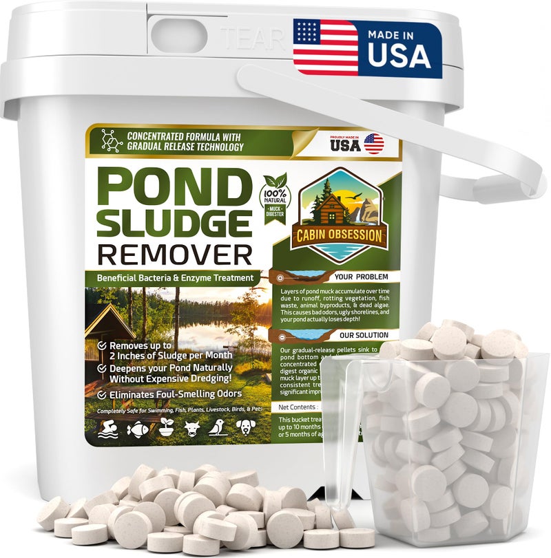 Cabin Obsession Pond Sludge Remover – 5 Pounds Beneficial Pond Bacteria & Enzyme Treatment - 100% Natural Muck Digester – Safe for All Aquatic Life and Recreation - Made in The USA - Image 1