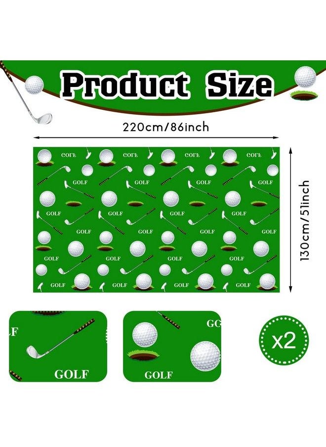 Patelai - Golf Tablecloth Golf Party Decorations Golf Themed Party Supplies Rectangle Plastic Disposable Golf Table Cover Golf Decorations For Birthday Party Picnic Sport Events 86 X 51 Inch (2 Piece) - Image 1