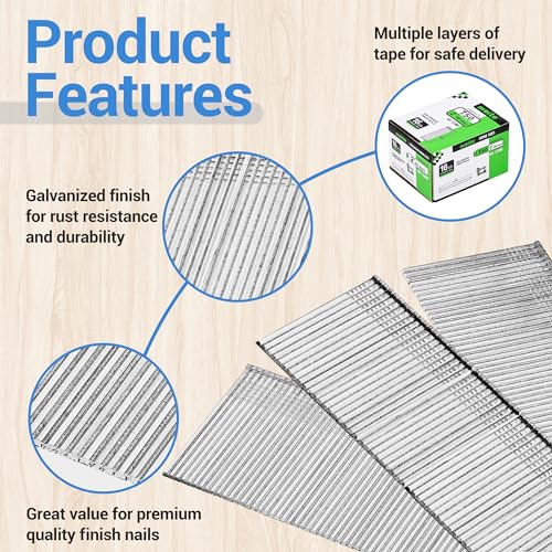 meite 16 Gauge Finish Nails, 2-Inch Galvanized 16GA Finish Nails, Small Straight Finishing Nail, Ideal for Woodworking, Upholstery, and Framing Projects (2,500 Counts) - Image 3