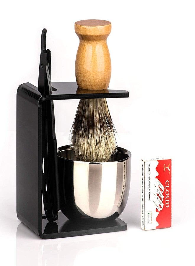 Grandslam Barber Straight Razor Kit Durable Barber Straight Edge Razor Kit with 10 Double Edge Straight Razor Blades,Shaving Bowl and Stand,Shaving Brush with Wood Handle,Shaving Kit for Men - Image 1