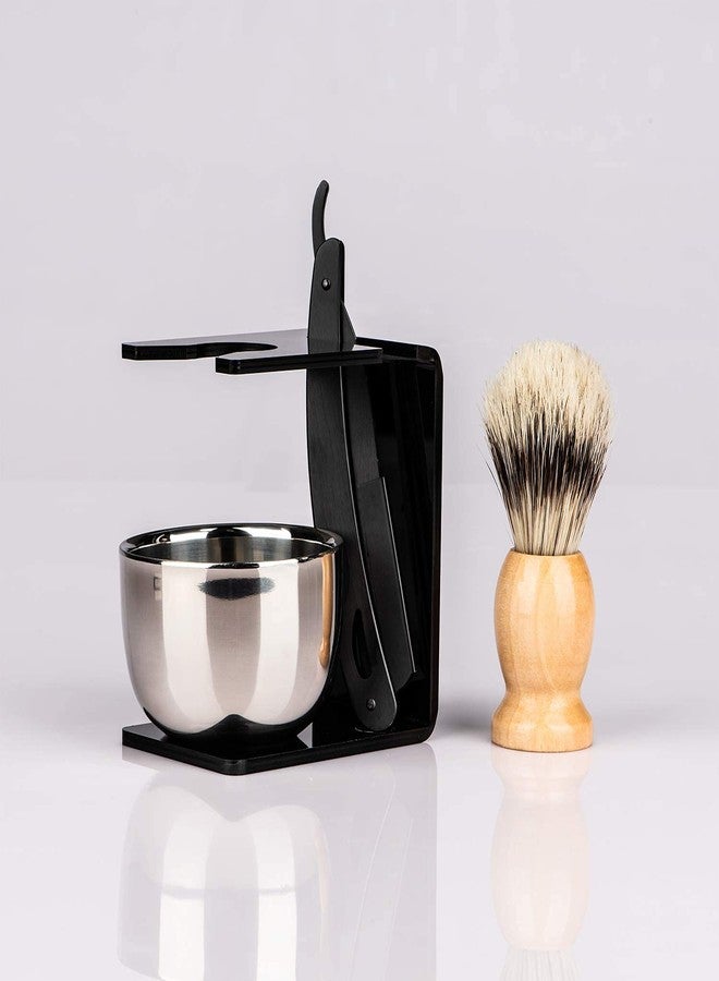 Grandslam Barber Straight Razor Kit Durable Barber Straight Edge Razor Kit with 10 Double Edge Straight Razor Blades,Shaving Bowl and Stand,Shaving Brush with Wood Handle,Shaving Kit for Men - Image 3