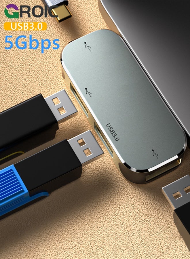 GROIC 5 in 1 Mini HUB Type C Hub Hot Swappable 10Gbps 100W Type c Expansion Dock Type C to PD+Type C+AUX+USB3.1+AUX+USB2.0 Hub for Win for Android for OS X  - Image 5