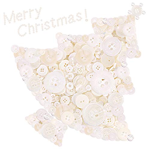 Swpeet 1000 Pcs Christmas Craft Buttons 2 4 Hole White Round Resin Sewing Buttons Perfect for Christmas Sewing Decorations Art Crafts Projects - Image 1