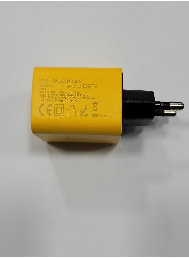 VIP 45W Super Fast Charger with Type-C t Type-C Cable - 65W QC3.0(18W) + PD (30W+25W) Compatible with Galaxy Note S21 S23 10 Ultra S10 S9 Plus - S22 - S22 Ultra (Yellow)  - Image 3