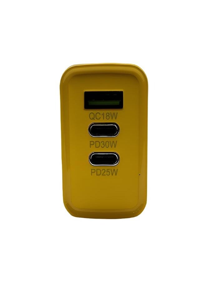 VIP 45W Super Fast Charger with Type-C t Type-C Cable - 65W QC3.0(18W) + PD (30W+25W) Compatible with Galaxy Note S21 S23 10 Ultra S10 S9 Plus - S22 - S22 Ultra (Yellow)  - Image 4