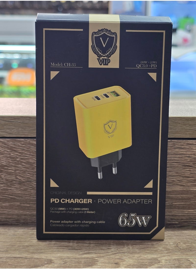 VIP 45W Super Fast Charger with Type-C t Type-C Cable - 65W QC3.0(18W) + PD (30W+25W) Compatible with Galaxy Note S21 S23 10 Ultra S10 S9 Plus - S22 - S22 Ultra (Yellow)  - Image 5
