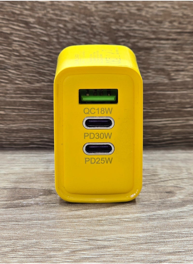 VIP - 45W Super Fast Charger with Type-C t Type-C Cable - 65W QC3.0(18W) + PD (30W+25W) Compatible with Galaxy Note S21 S23 10 Ultra S10 S9 Plus - S22 - S22 Ultra (Yellow) - Image 1