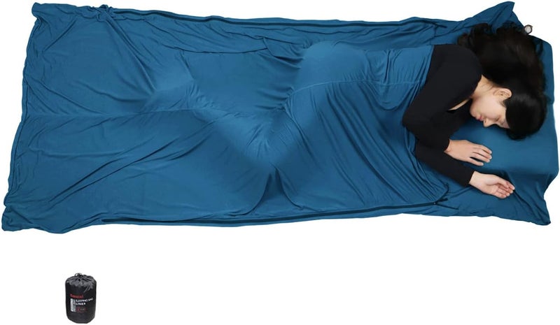 BROWINT Thermolite Sleeping Bag Liner with Zippers for Cold Weather, Lightweight Mummy with Hood & Rectangular Sleep Sack for Adult, Adds Warmth, Thermal Travel Liner, All Season - Image 1
