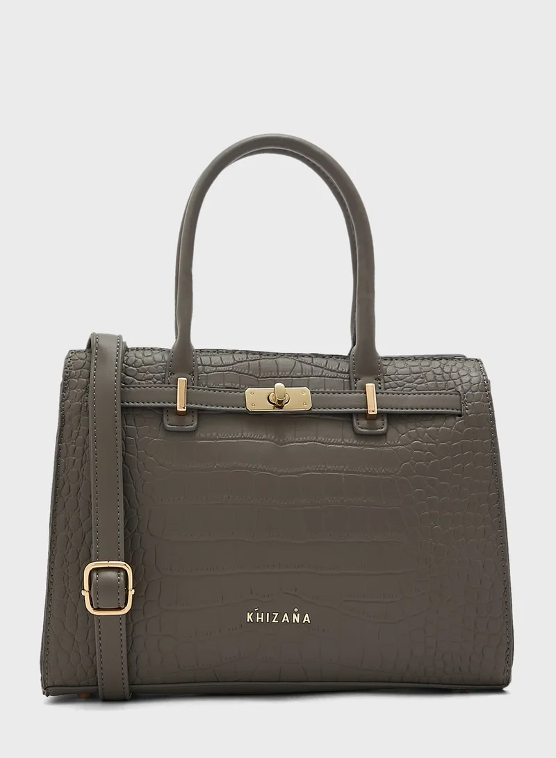 Khizana Croc Handbag With Belt Clasp