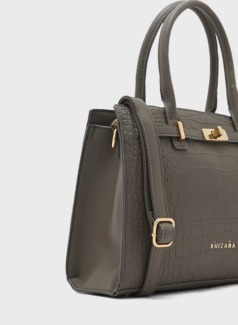 Khizana Croc Handbag With Belt Clasp