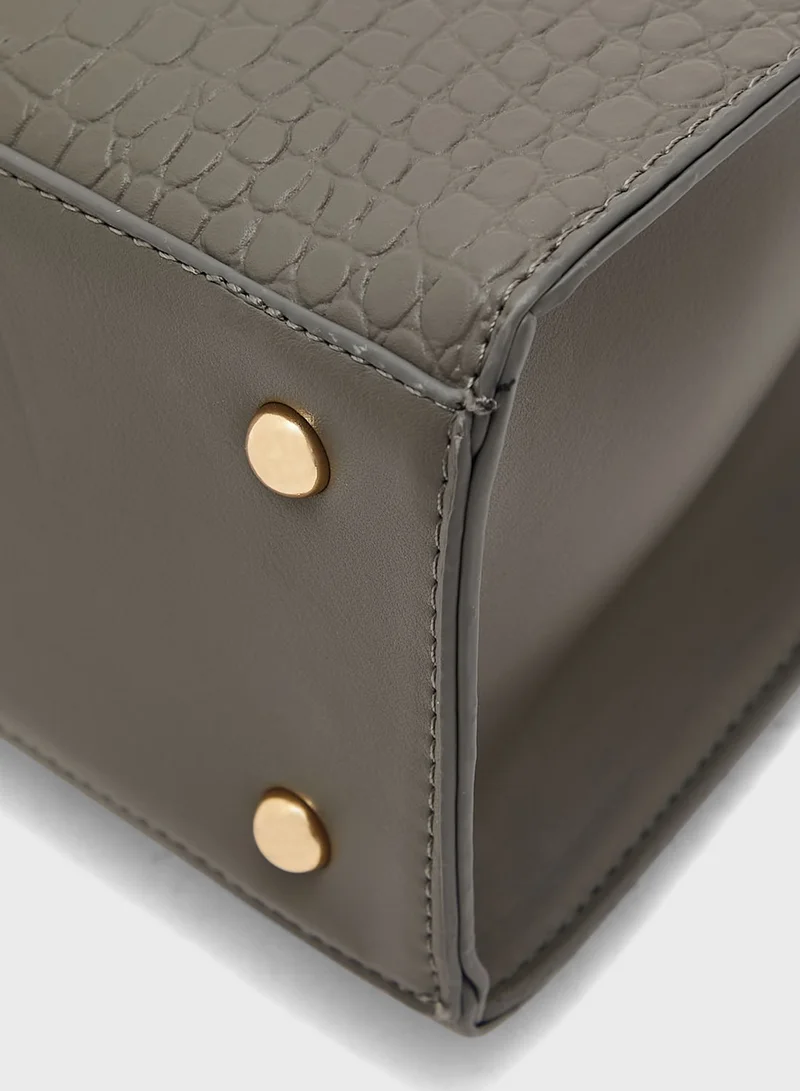 Khizana Croc Handbag With Belt Clasp
