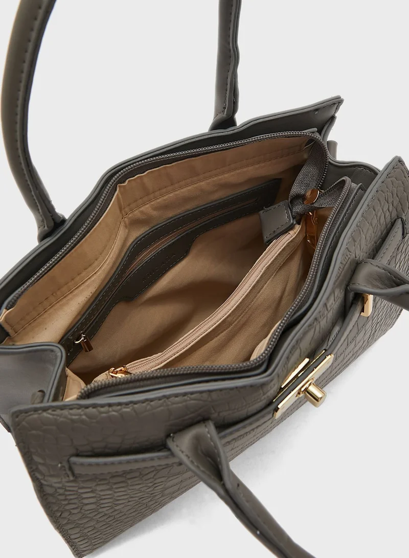 Khizana Croc Handbag With Belt Clasp