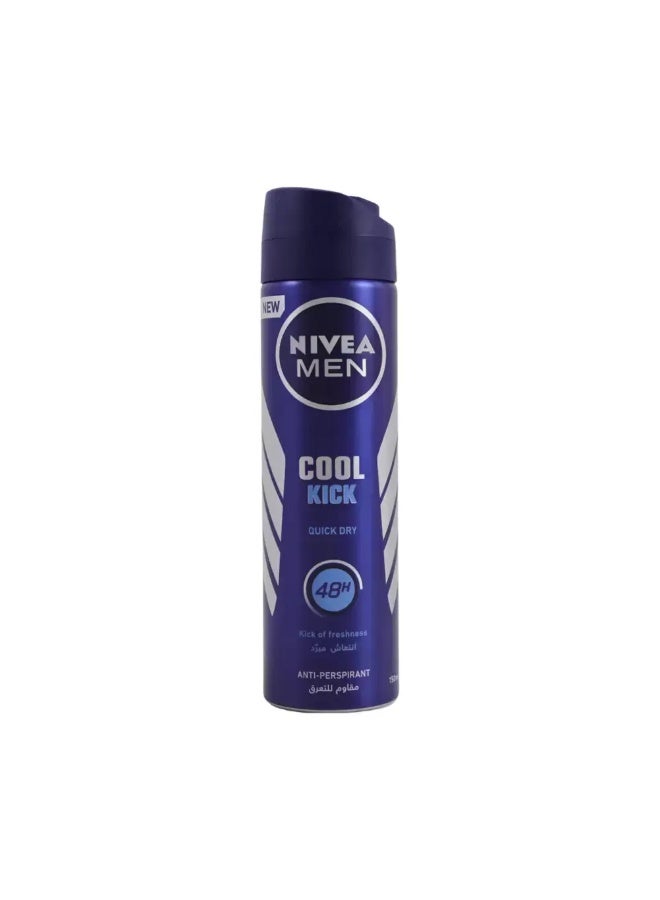 Nivea Men Cool Kick Quick Dry Antiperspirant Spray Kick of Freshness- 150ml - Image 1