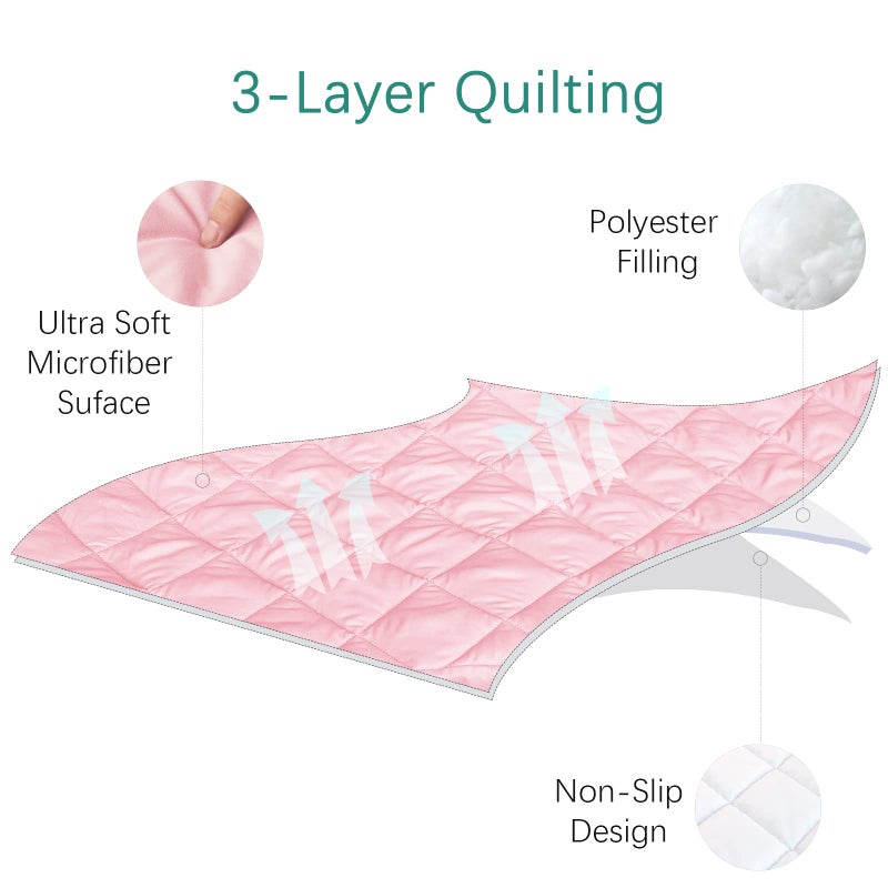 Biloban Sheet for Regalo My Cot Portable Toddler Bed, Joovy Travel Cot (Sheet Only, Bed not Included), Soft Padded Cover, Pink, 54''x28'' - Image 3